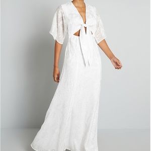 White Front Tie Maxi Dress